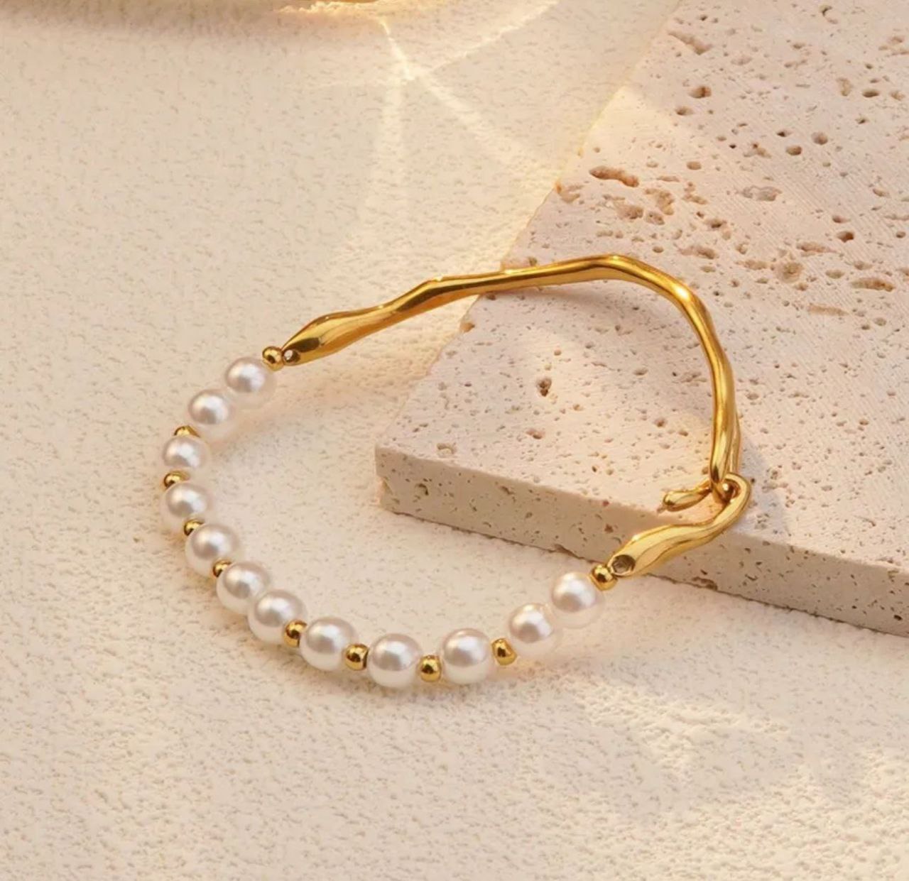 Pulsera doble estilo perlas