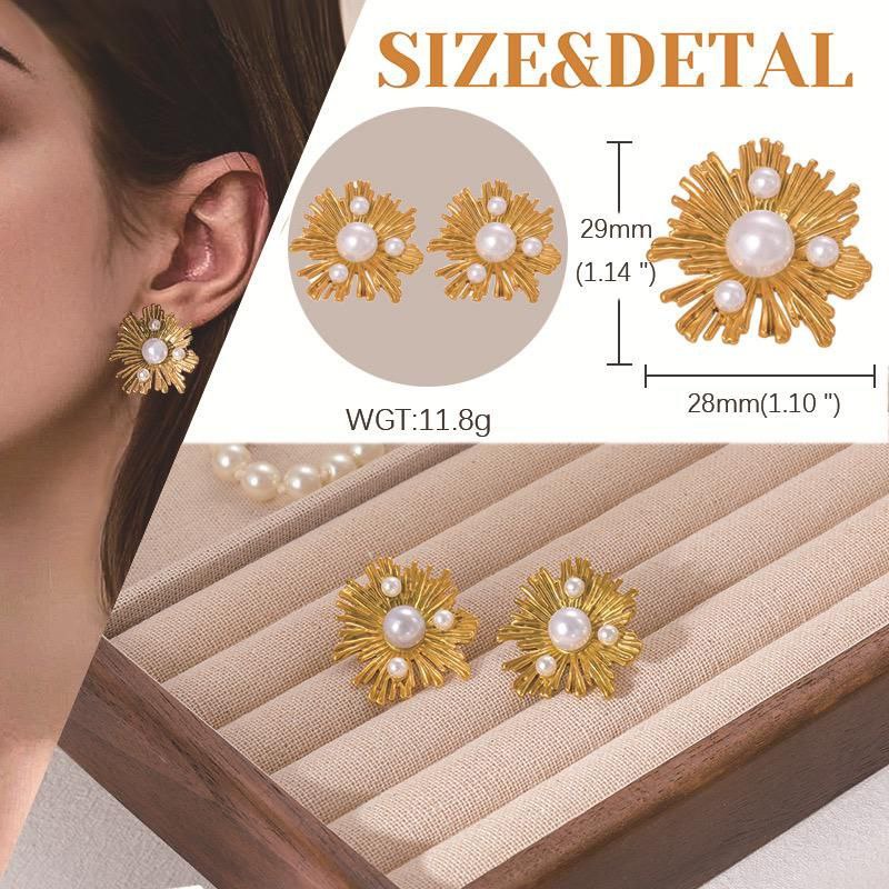 Aretes flor con perlas