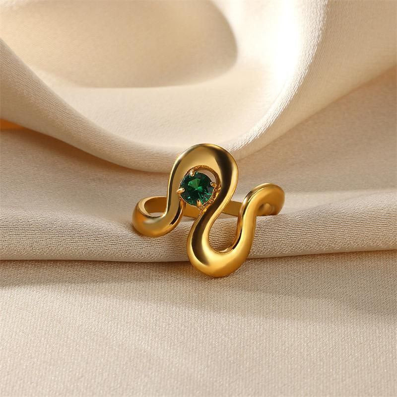 Anillo ajustable con piedra verde