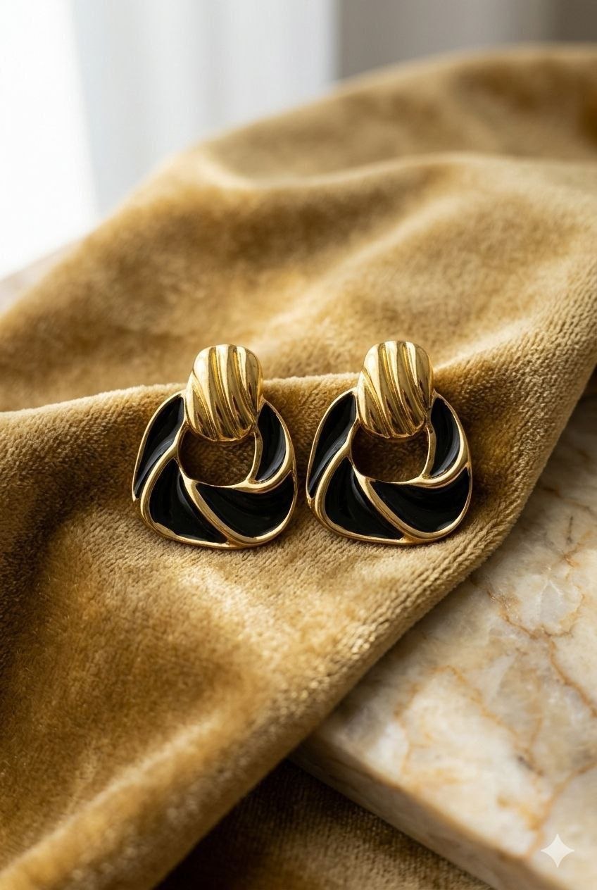 Aretes vetas negras circular