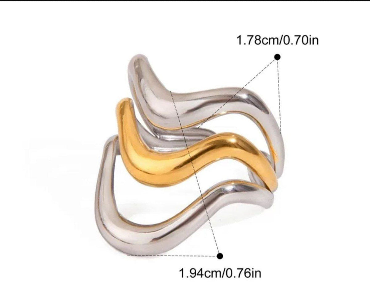 Anillo ondas bicolor