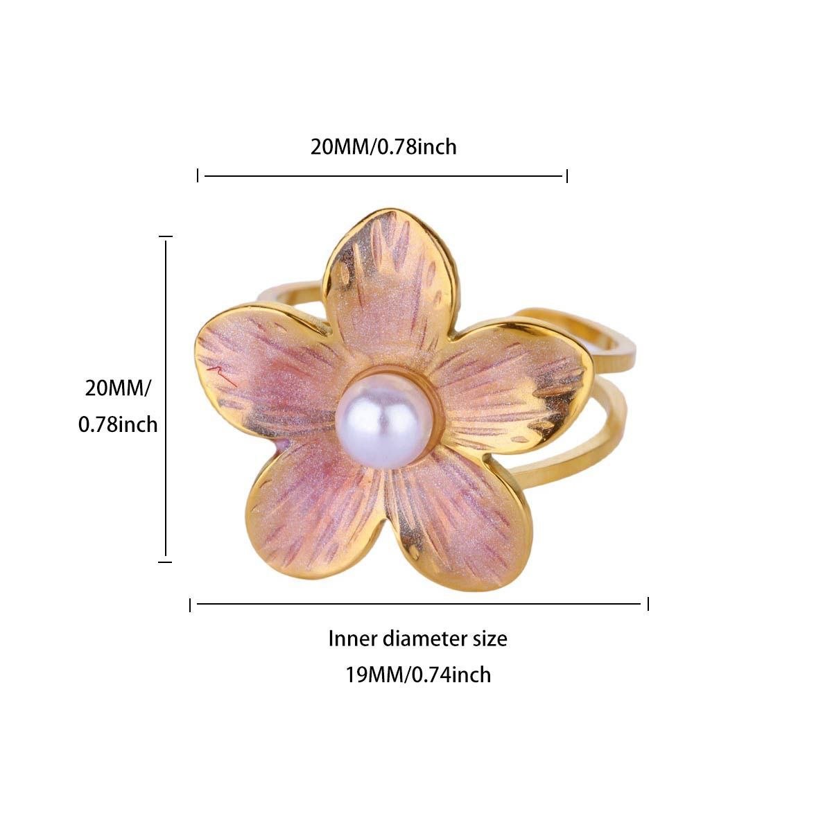 Anillo Flor Con Perla