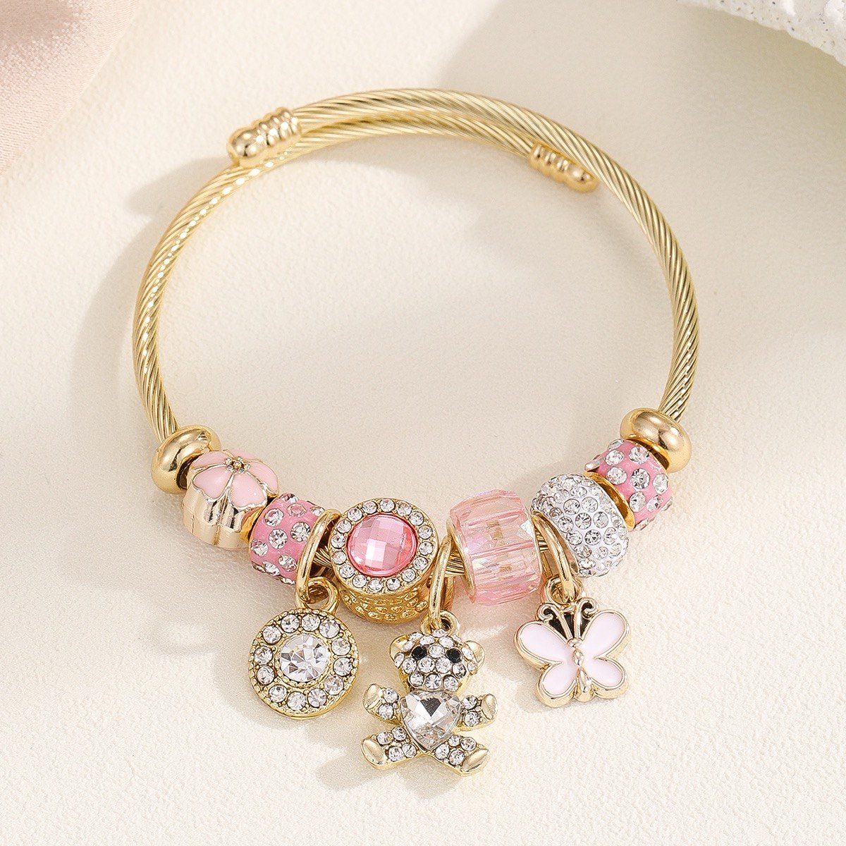 Pulsera Pandora Rosada Osito
