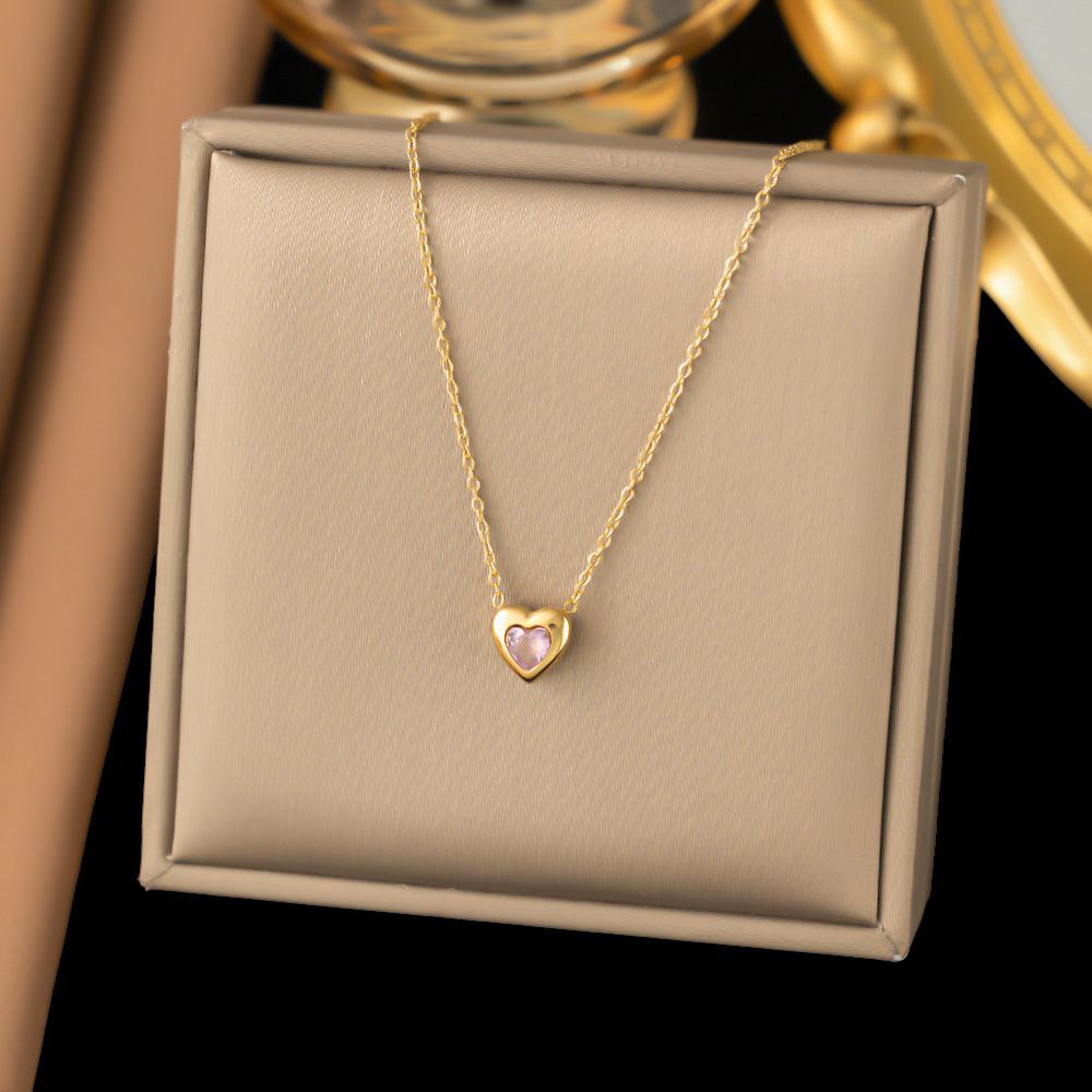 Cadena corazón rosado