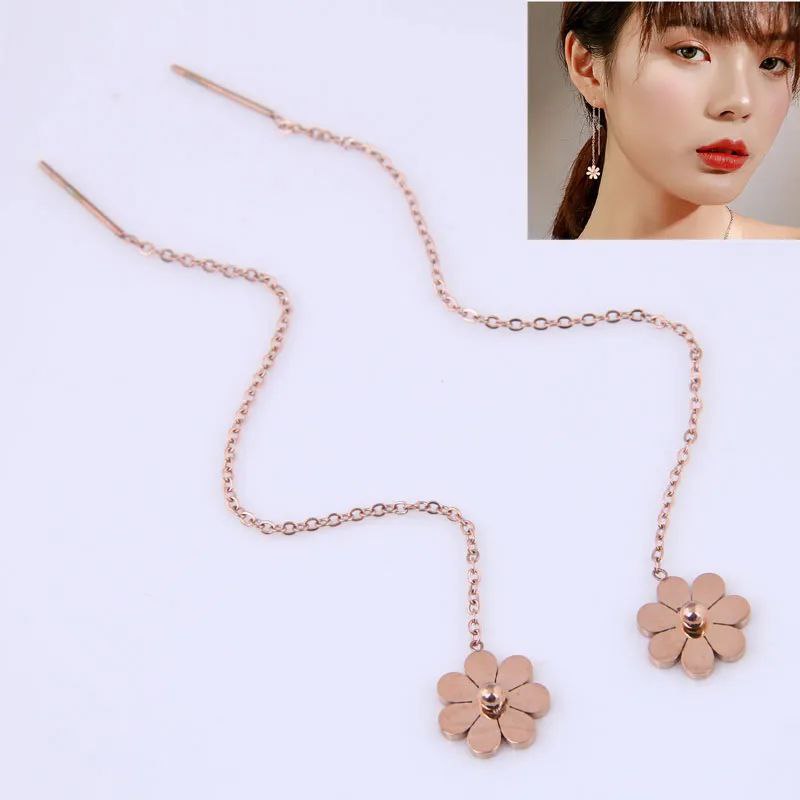 Aretes largos flor