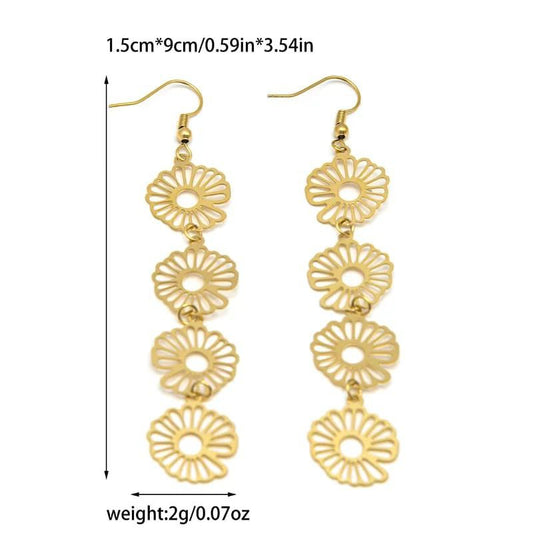Aretes flor larga