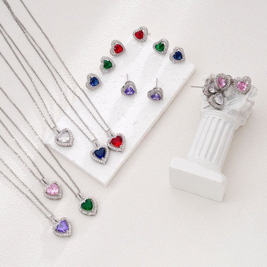 Set corazón con perla de colores