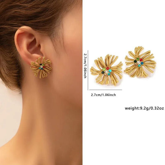 Aretes flor con piedras