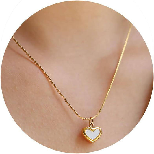 Cadena corazón perla nácar