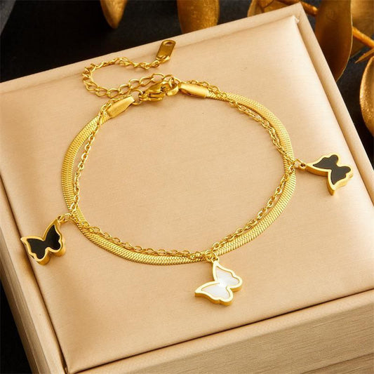 Pulsera doble mariposas
