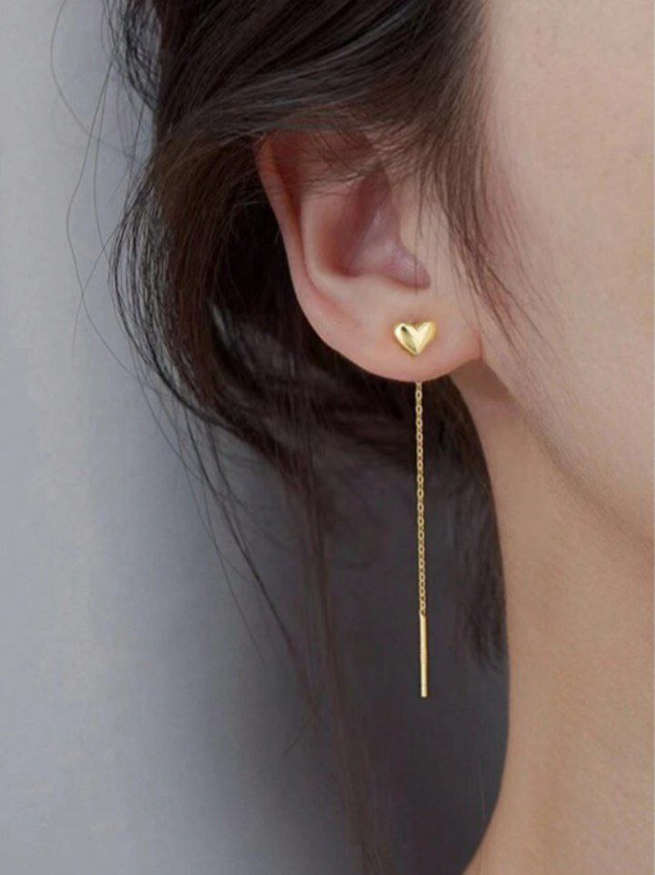Aretes largos con corazón