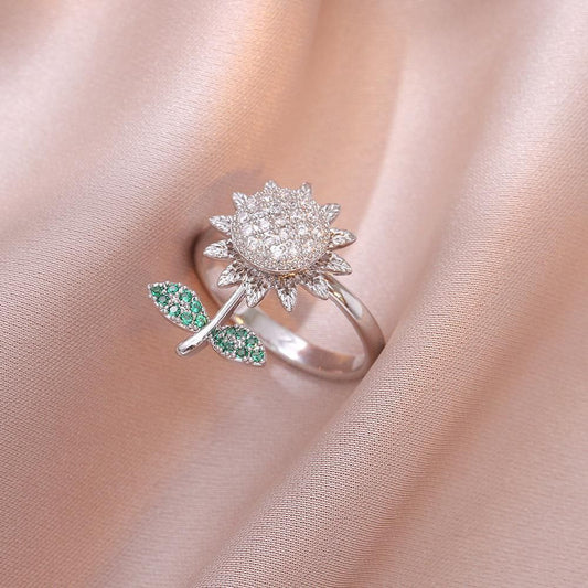 Anillo ajustable girasol giratorio