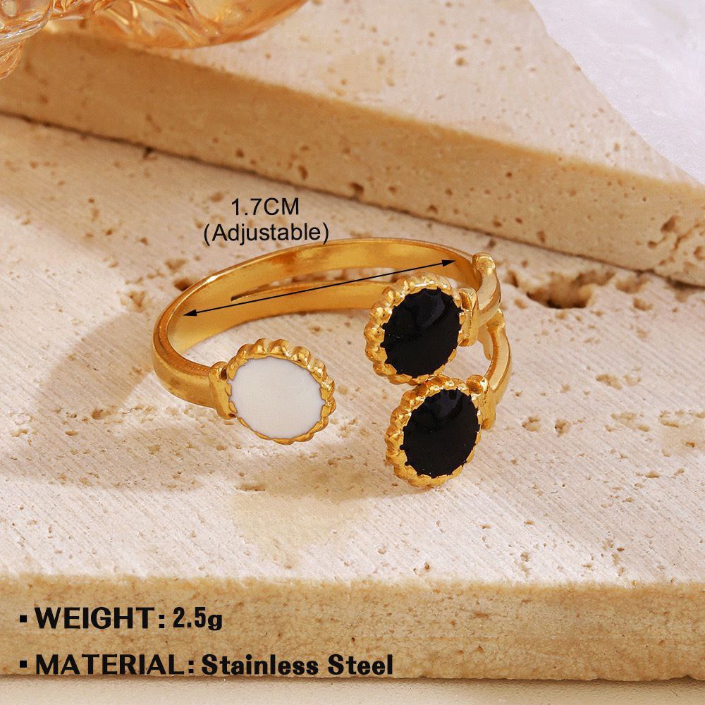 Anillo ajustable banco y negro