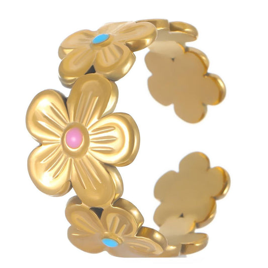 Anillo ajustable flores