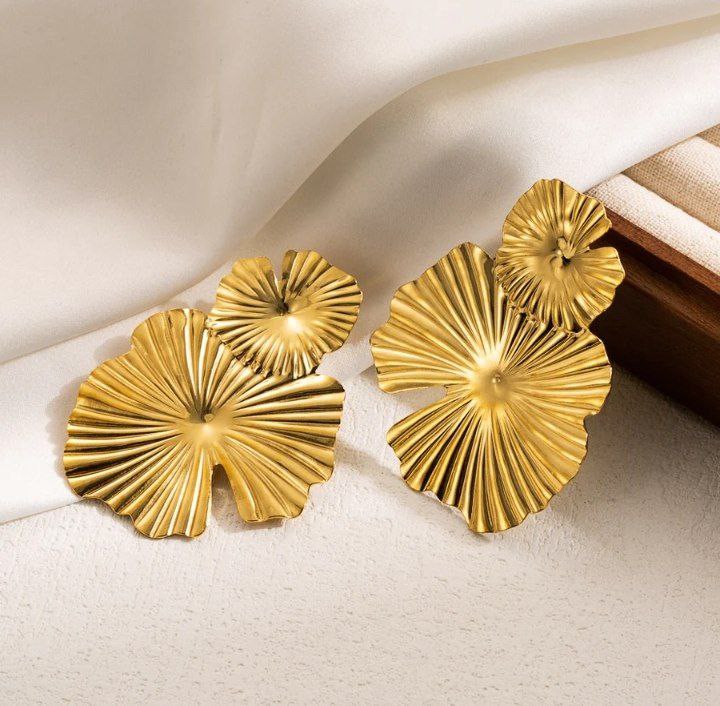 Aretes doble abanico