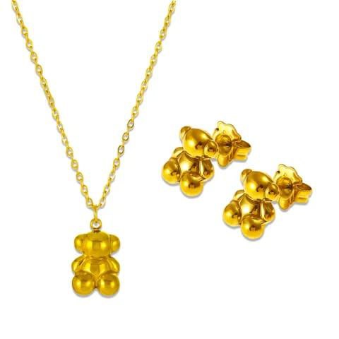 Set cadena y aretes osito