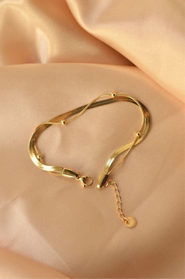Pulsera doble snake y bolitas