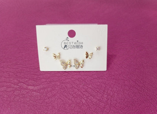 Set tres pares de aretes  mariposas