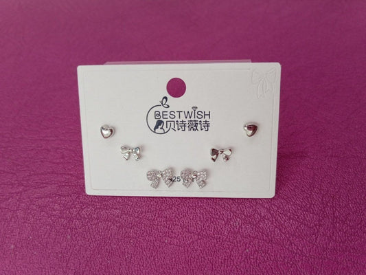 Set tres pares  de aretes lazos