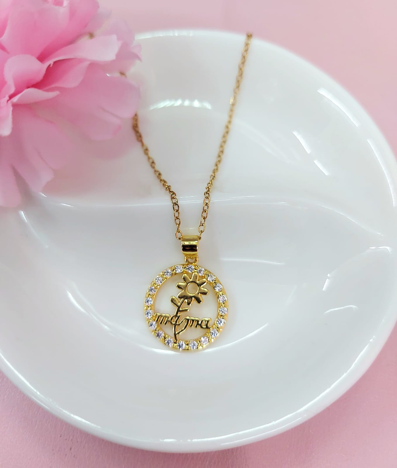 Cadena mamá flor y circulo