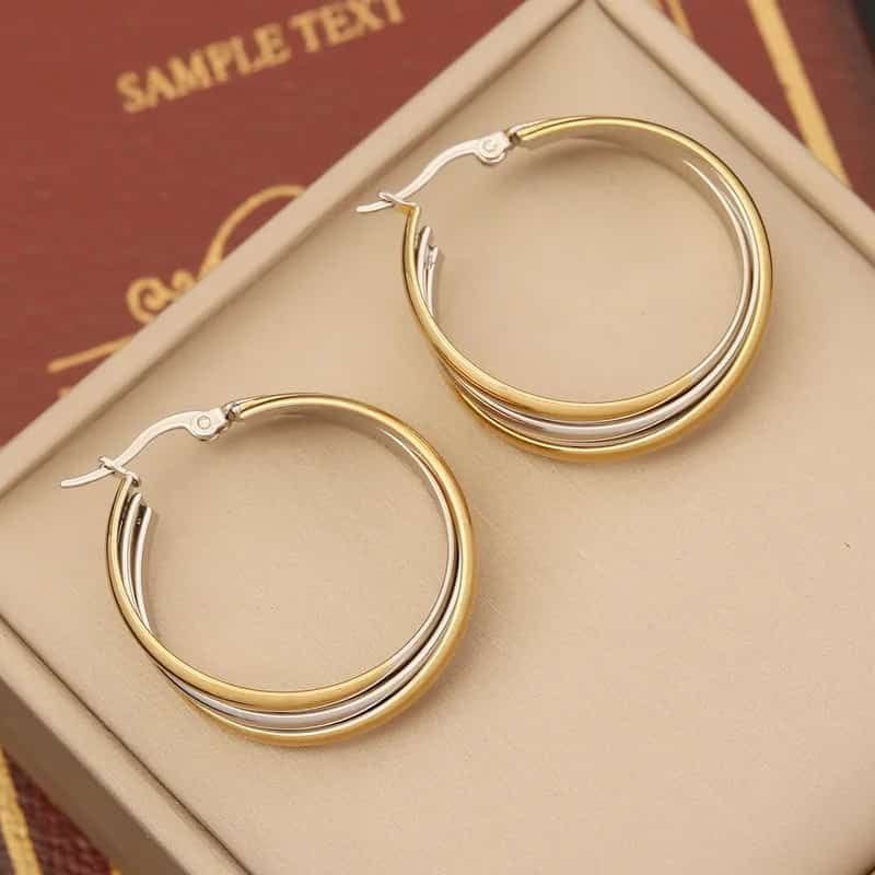Argollas triple bicolor