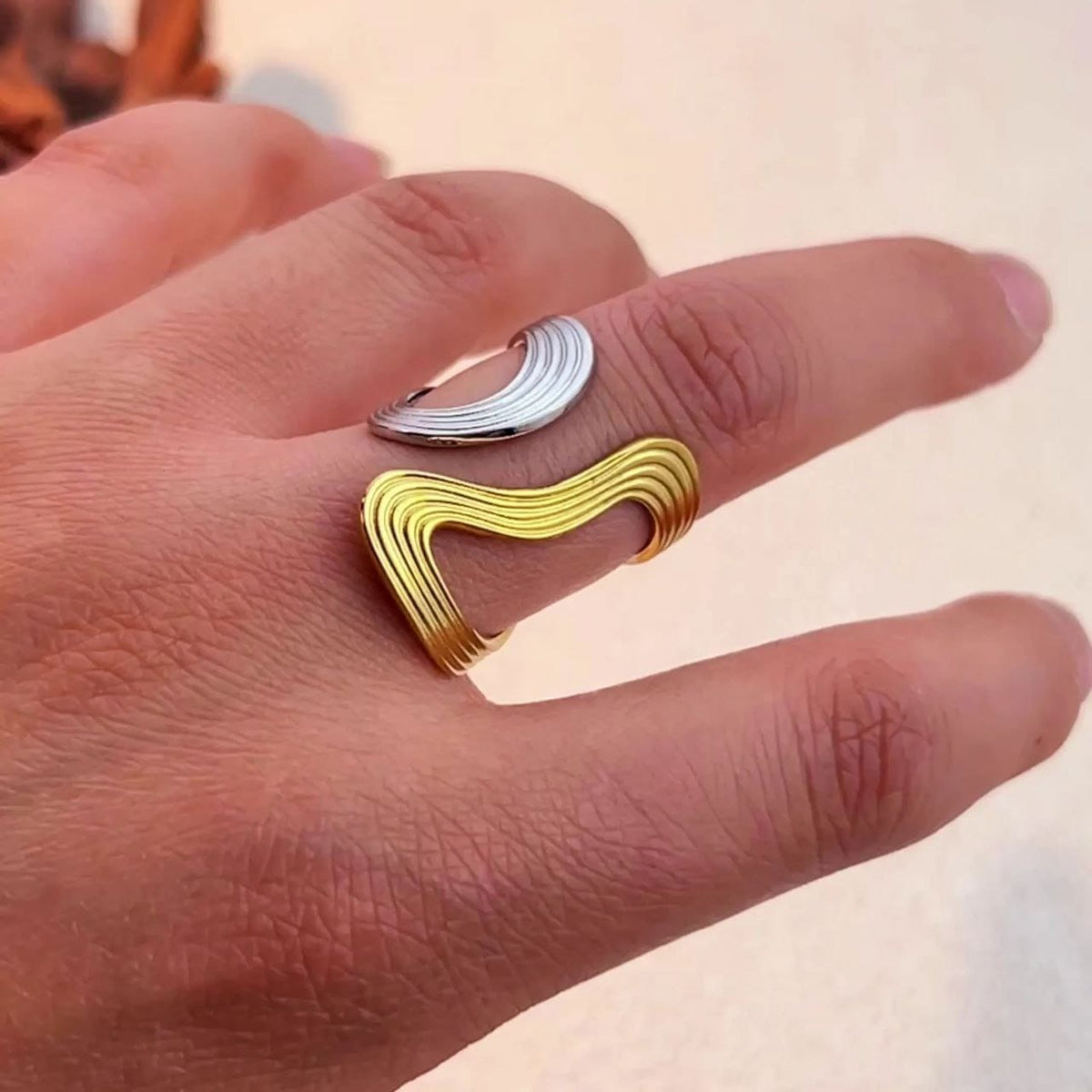 anillo bicolor