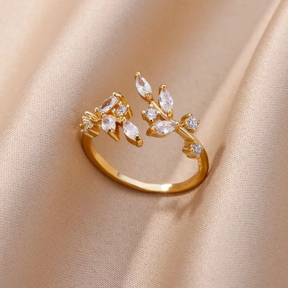 Anillo Hojas Brillo