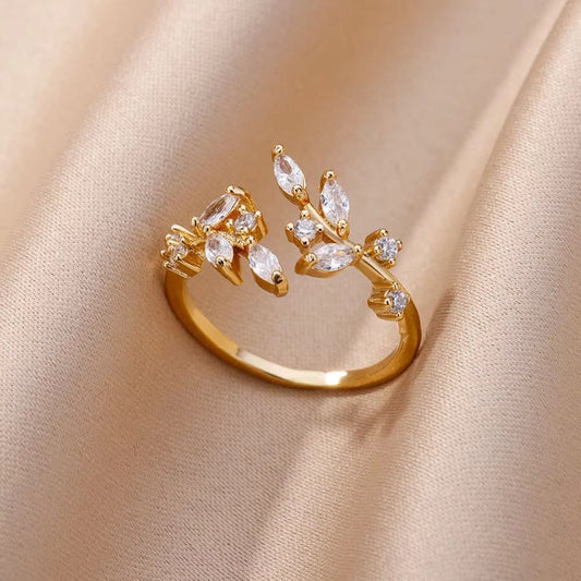 Anillo Hojas Brillo