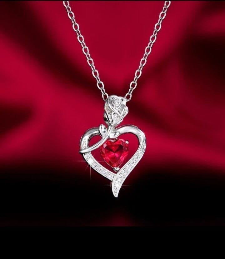 Cadena Corazón Y Rosa