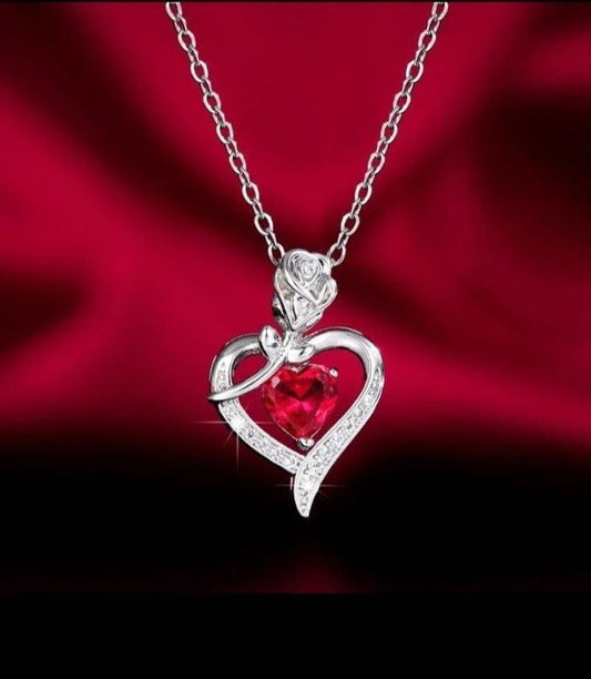 Cadena Corazón Y Rosa