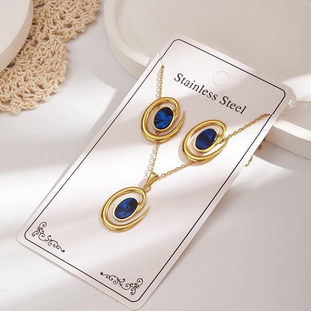 Set Tipo Espiral Perla Azul