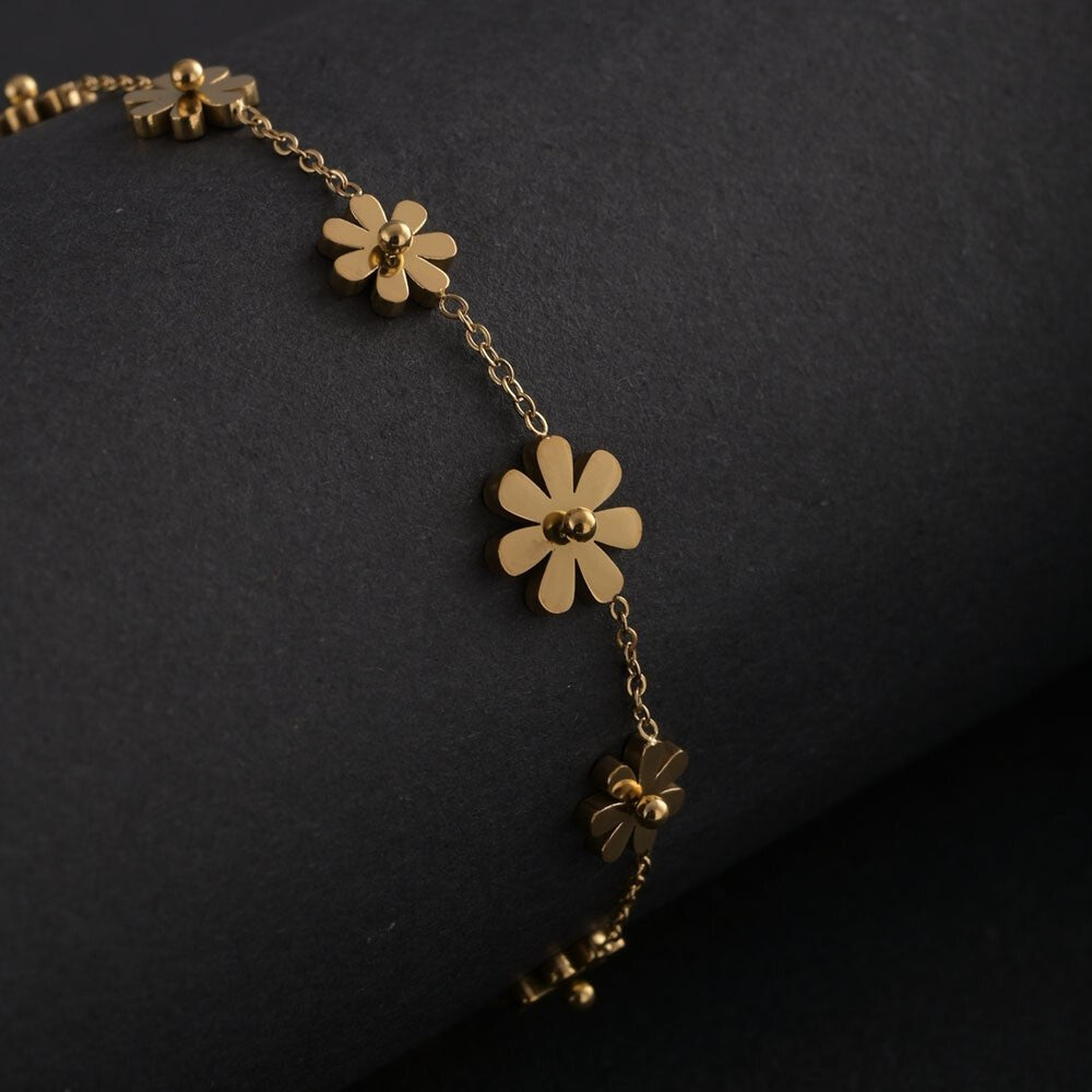 Pulsera Flores Doradas