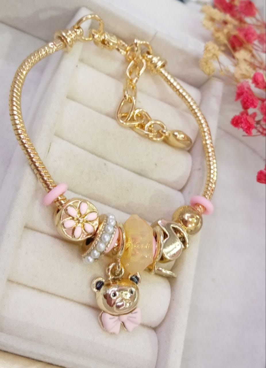 Pulsera Pandora Rosada Osito