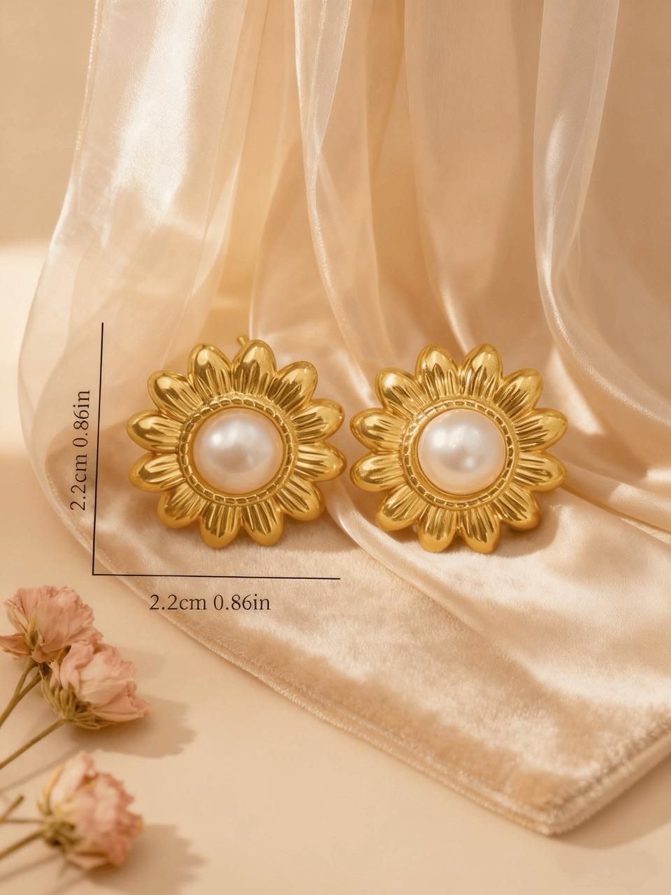 Aretes Flor Con Perla